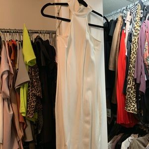 White high neck fitted dress